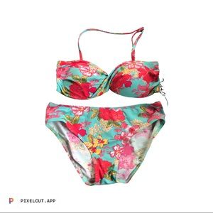 Moontide Retro Floral Twist Bikini Mediun